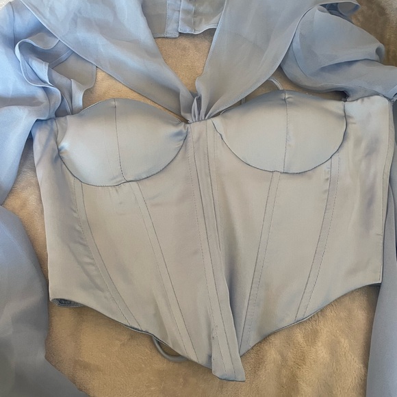 NEW 🩵GUIZIO - RAVELLO CORSET TOP SATIN BABY BLUE - Picture 8 of 9